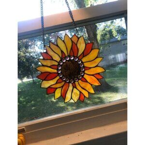 Large Size Sunflower Stained Glass Window Hangings Stunning Handicrafts